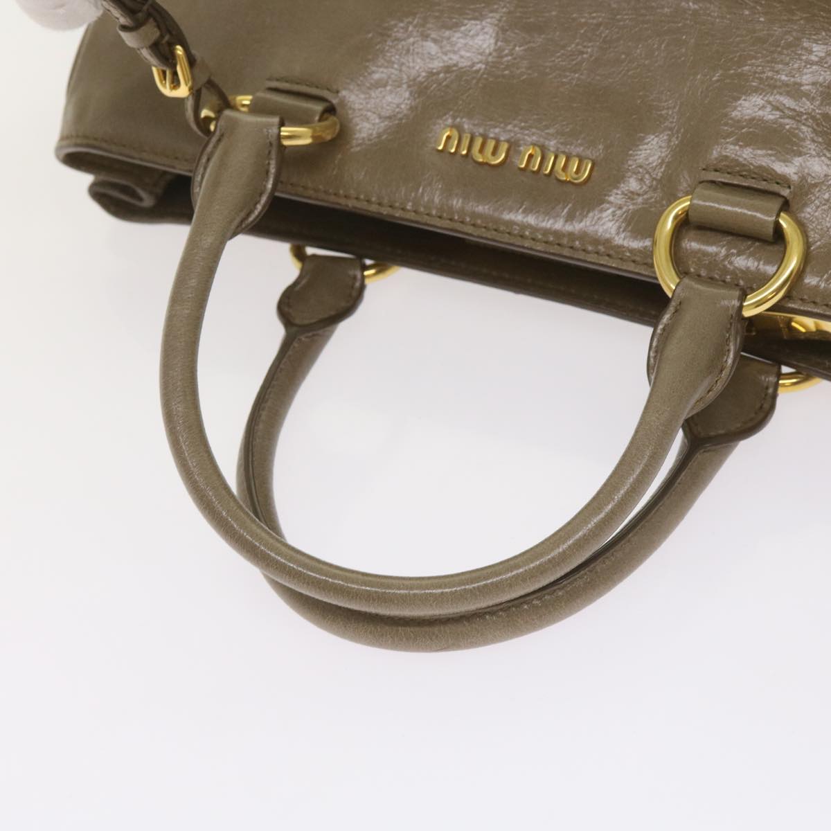 Miu Miu Hand Bag Leather Beige Auth yk11166