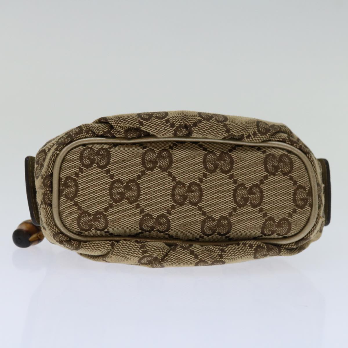 GUCCI GG Canvas Bamboo Pouch Beige 246174 Auth yk11167