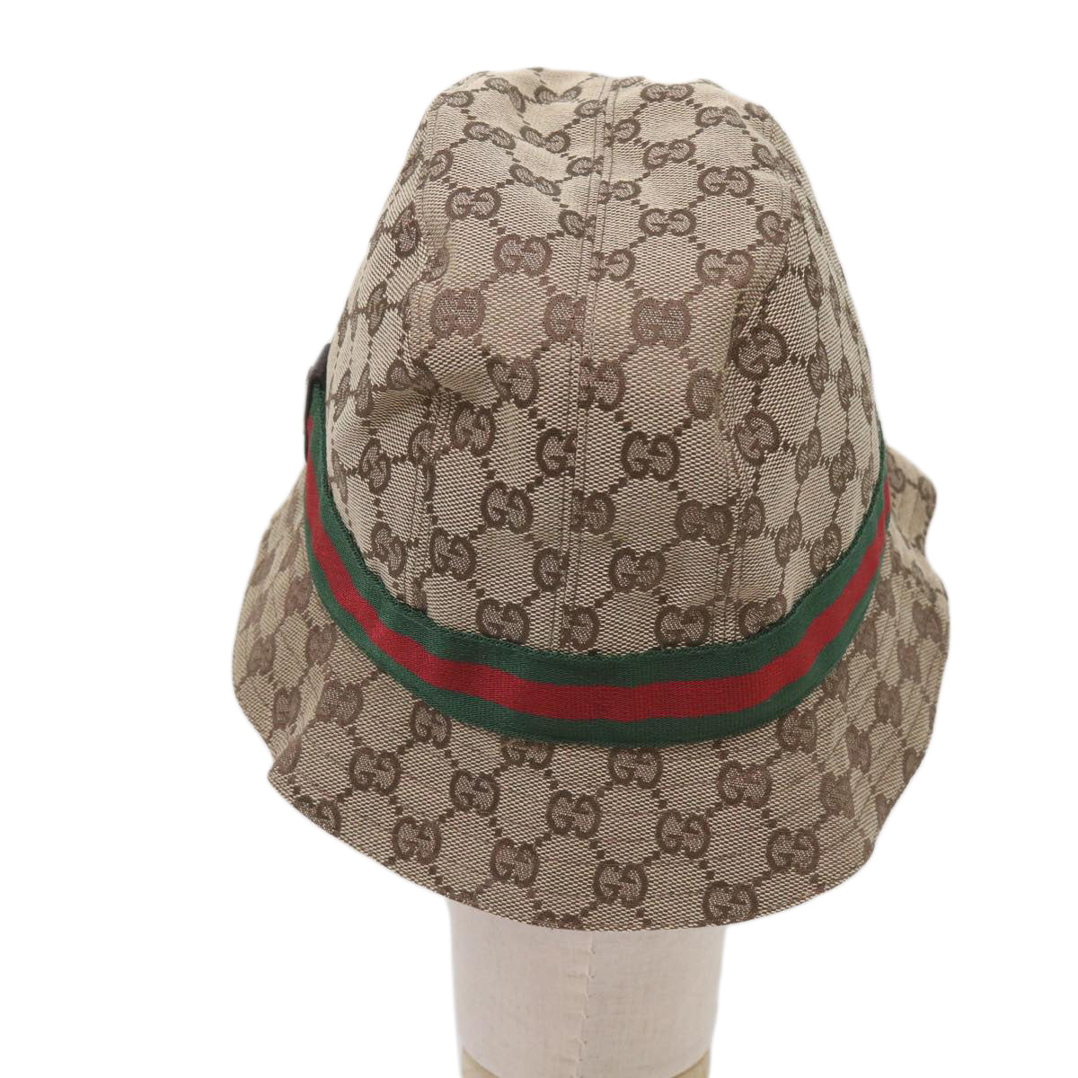 GUCCI GG Canvas Web Sherry Line Hat M Beige Red Green Auth yk11172