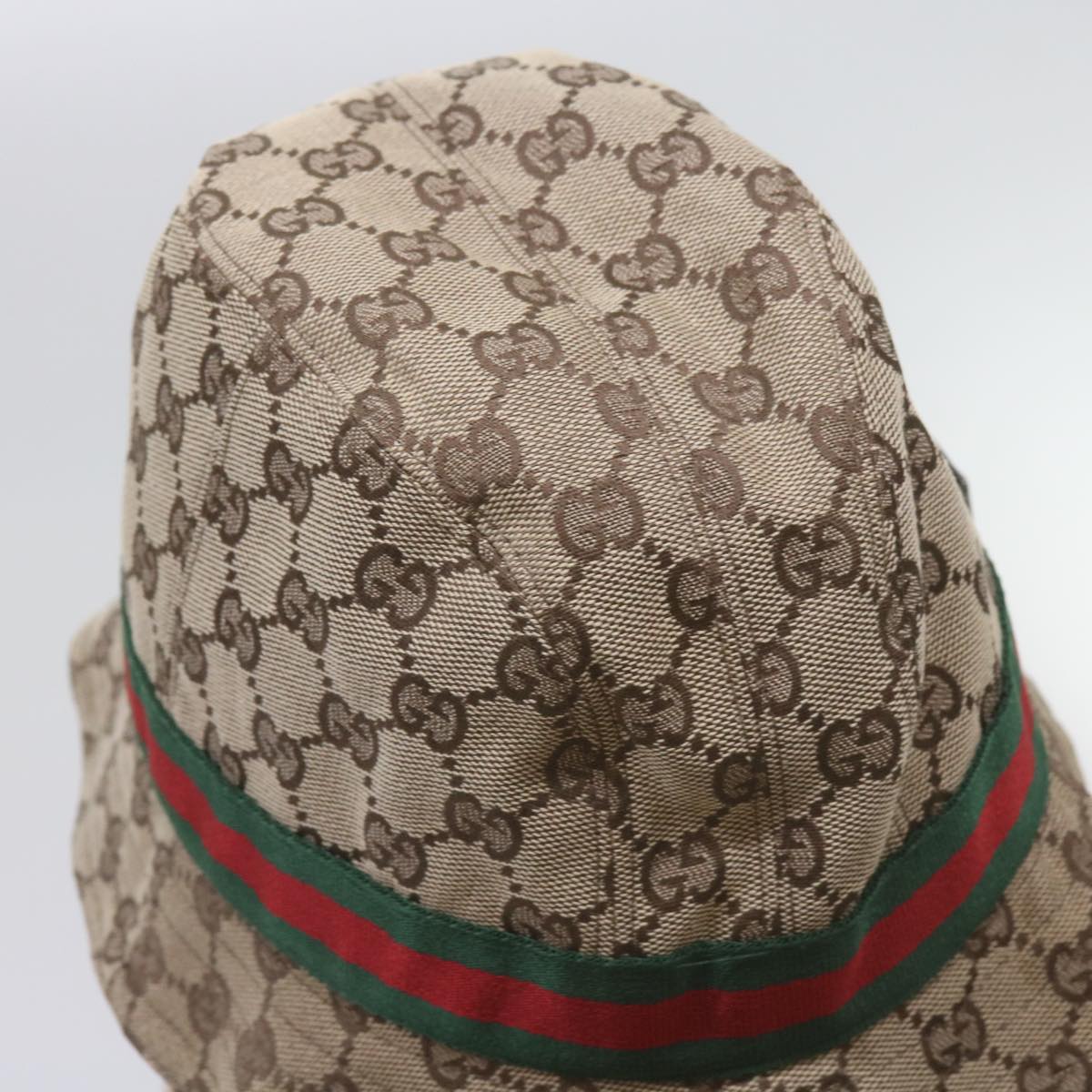 GUCCI GG Canvas Web Sherry Line Hat M Beige Red Green Auth yk11172