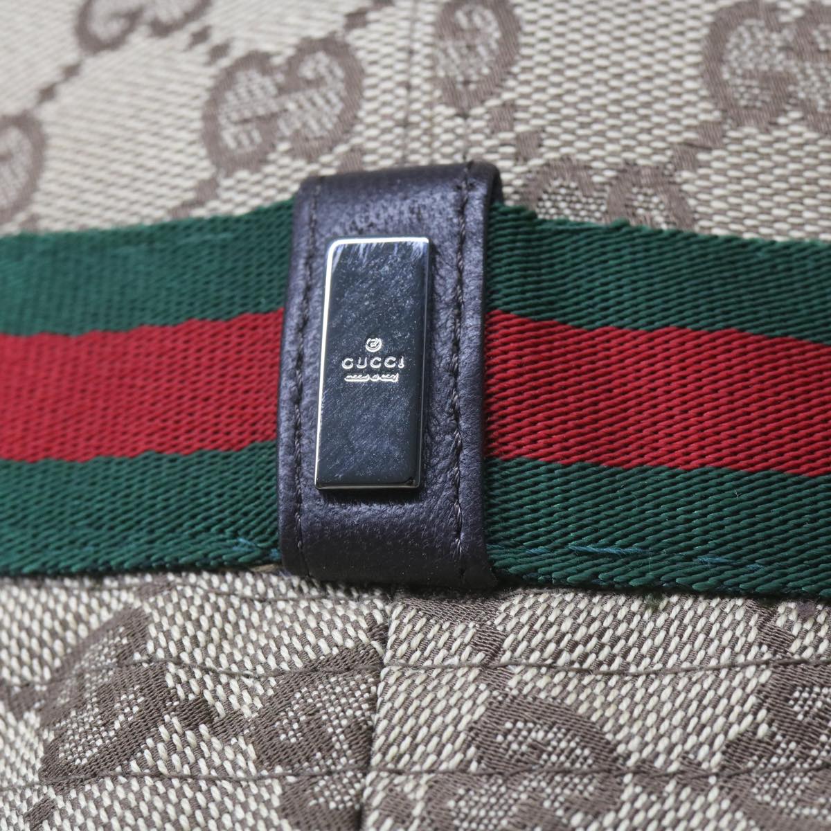 GUCCI GG Canvas Web Sherry Line Hat M Beige Red Green Auth yk11172