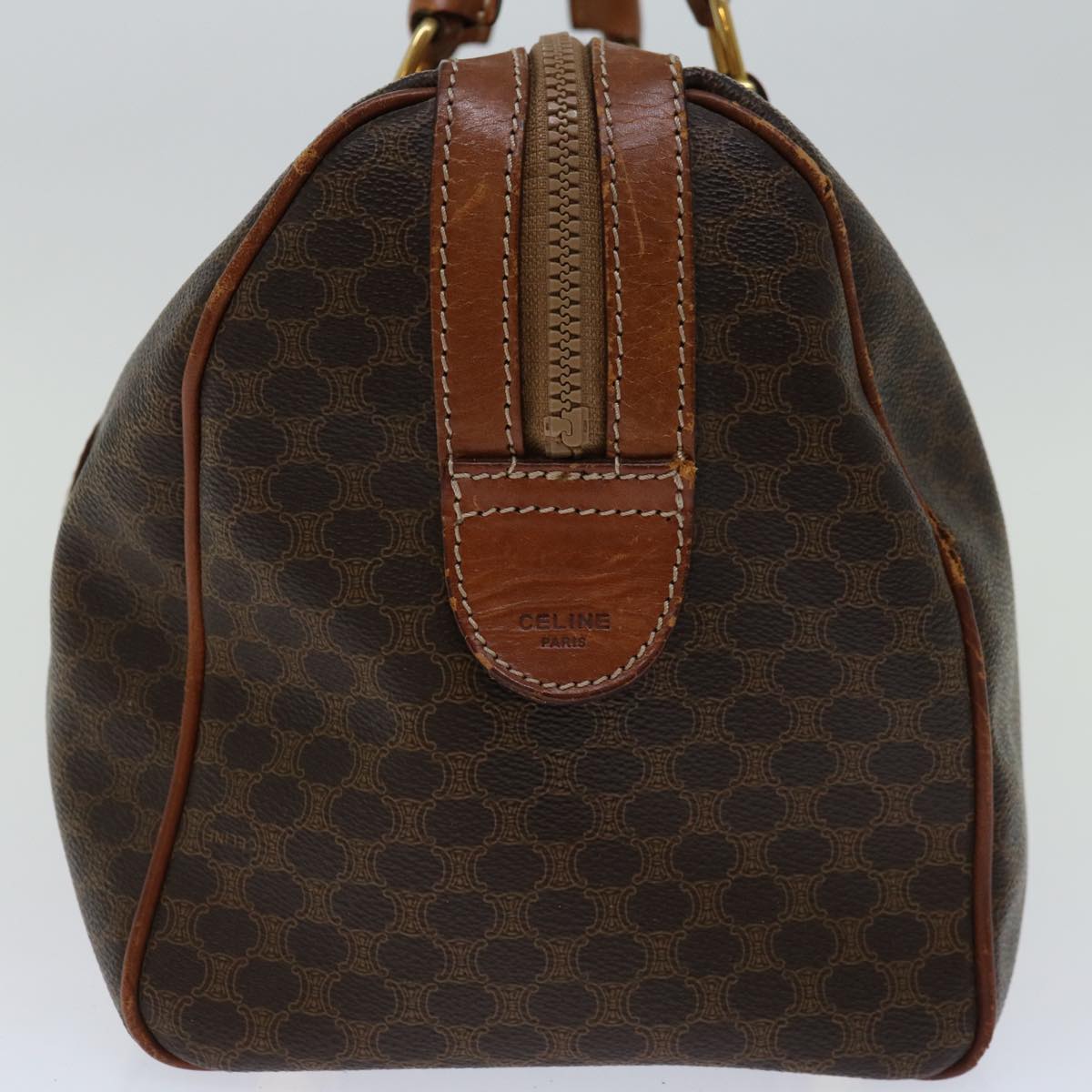 CELINE Macadam Canvas Boston Bag PVC Brown Auth yk11195