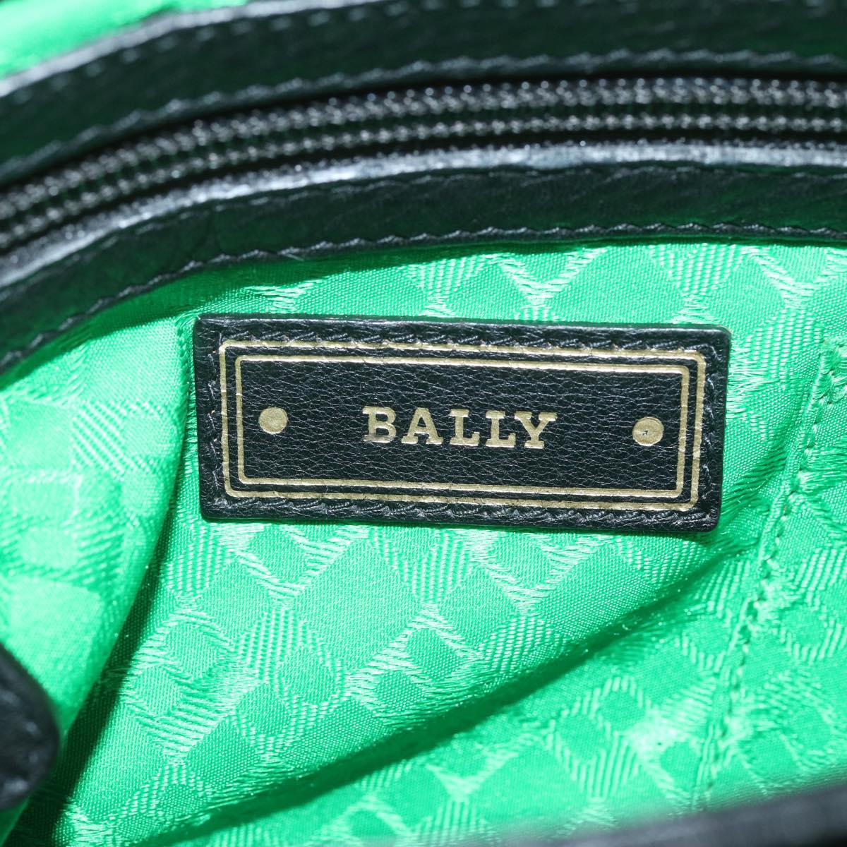 BALLY Chain Hand Bag Leather Black Auth yk11212