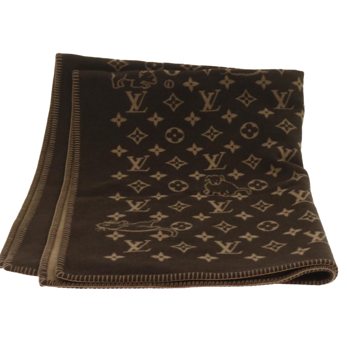 LOUIS VUITTON Catgram Blanket Couverture Wool Cashmere MP2259 LV Auth yk11225A