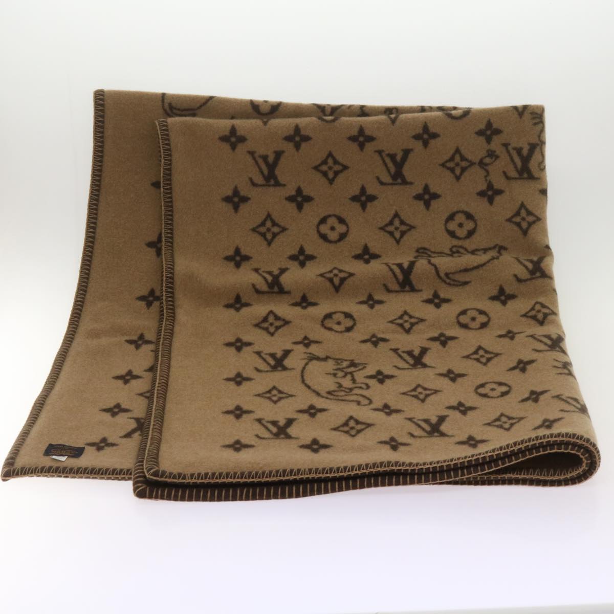 LOUIS VUITTON Catgram Blanket Couverture Wool Cashmere MP2259 LV Auth yk11225A