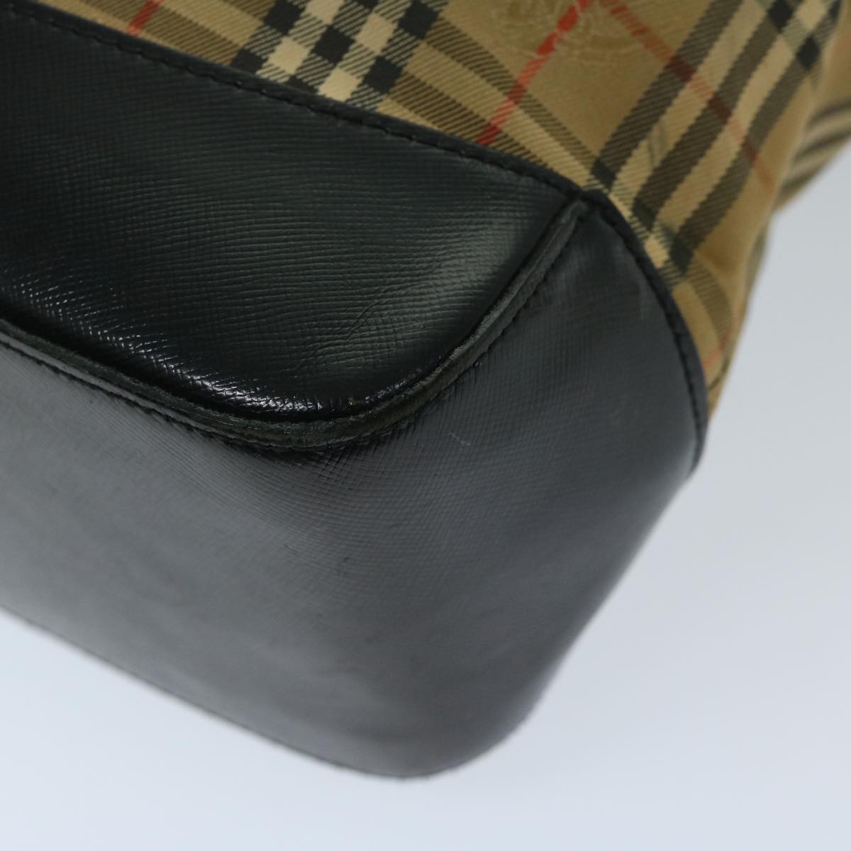 Burberrys Nova Check Shoulder Bag Canvas Beige Black Auth yk11247