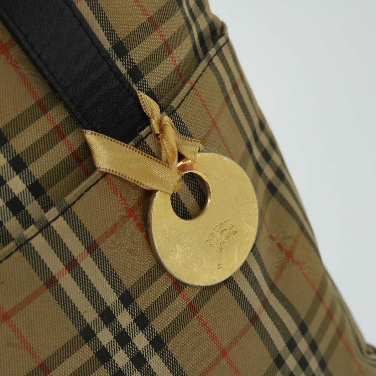 Burberrys Nova Check Shoulder Bag Canvas Beige Black Auth yk11247