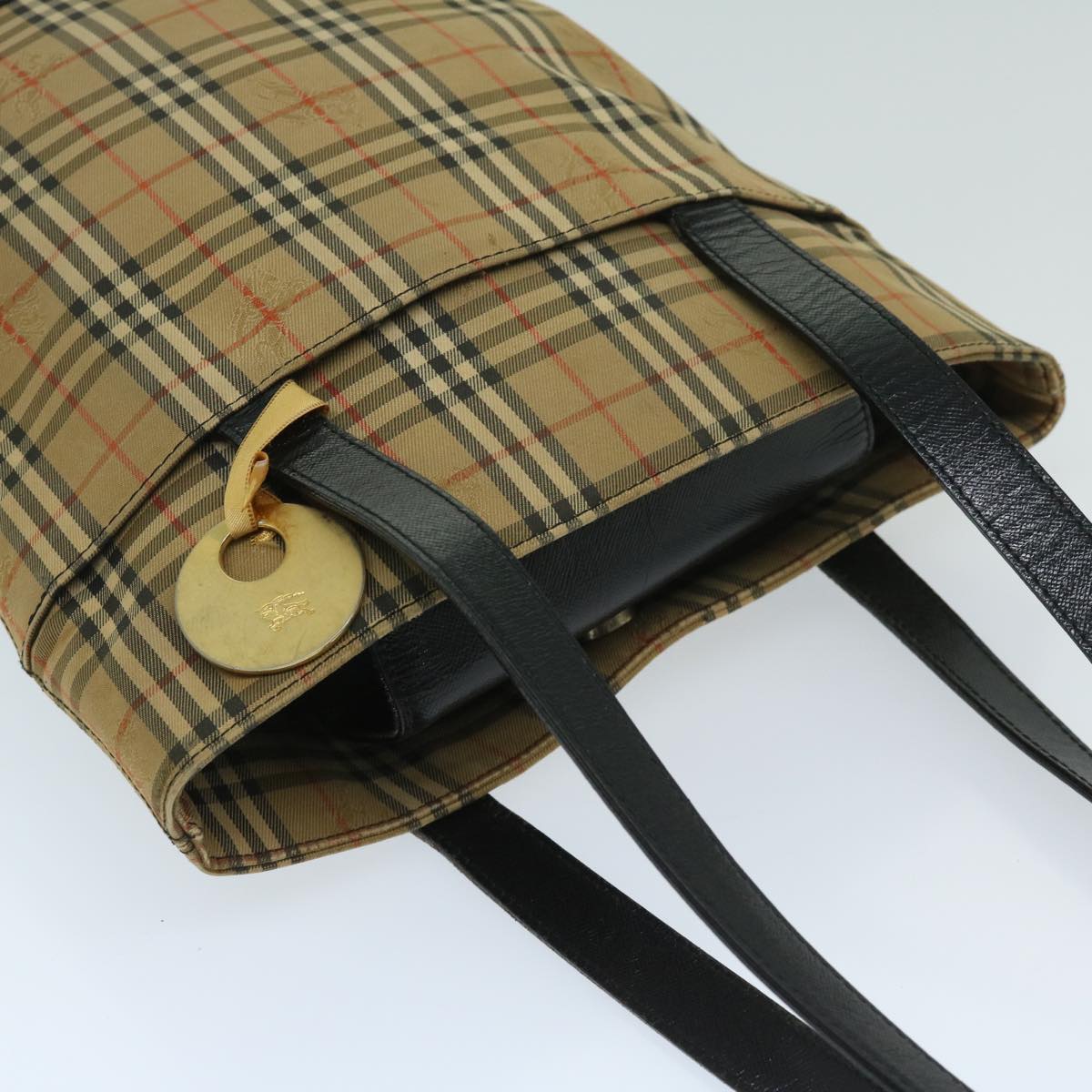 Burberrys Nova Check Shoulder Bag Canvas Beige Black Auth yk11247