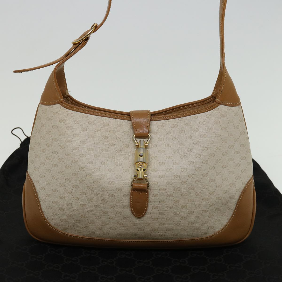 GUCCI Micro GG Supreme Jackie Shoulder Bag PVC Beige 001 098 1244 Auth yk11296