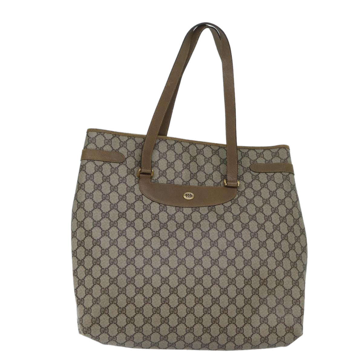 GUCCI GG Supreme Tote Bag PVC Beige 39 02 061 Auth yk11324