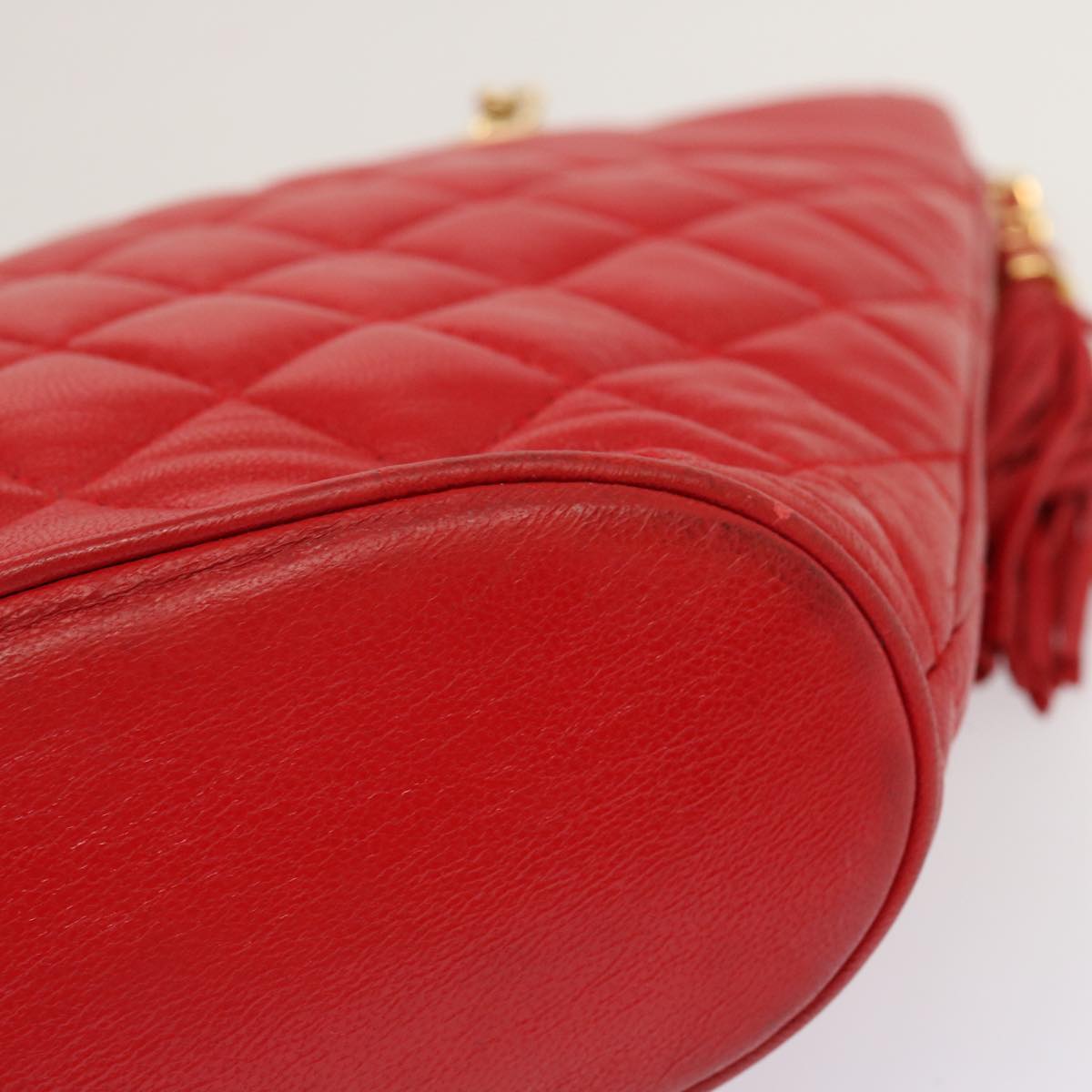 GIVENCHY Quilted Chain Shoulder Bag Leather Red Auth yk11347