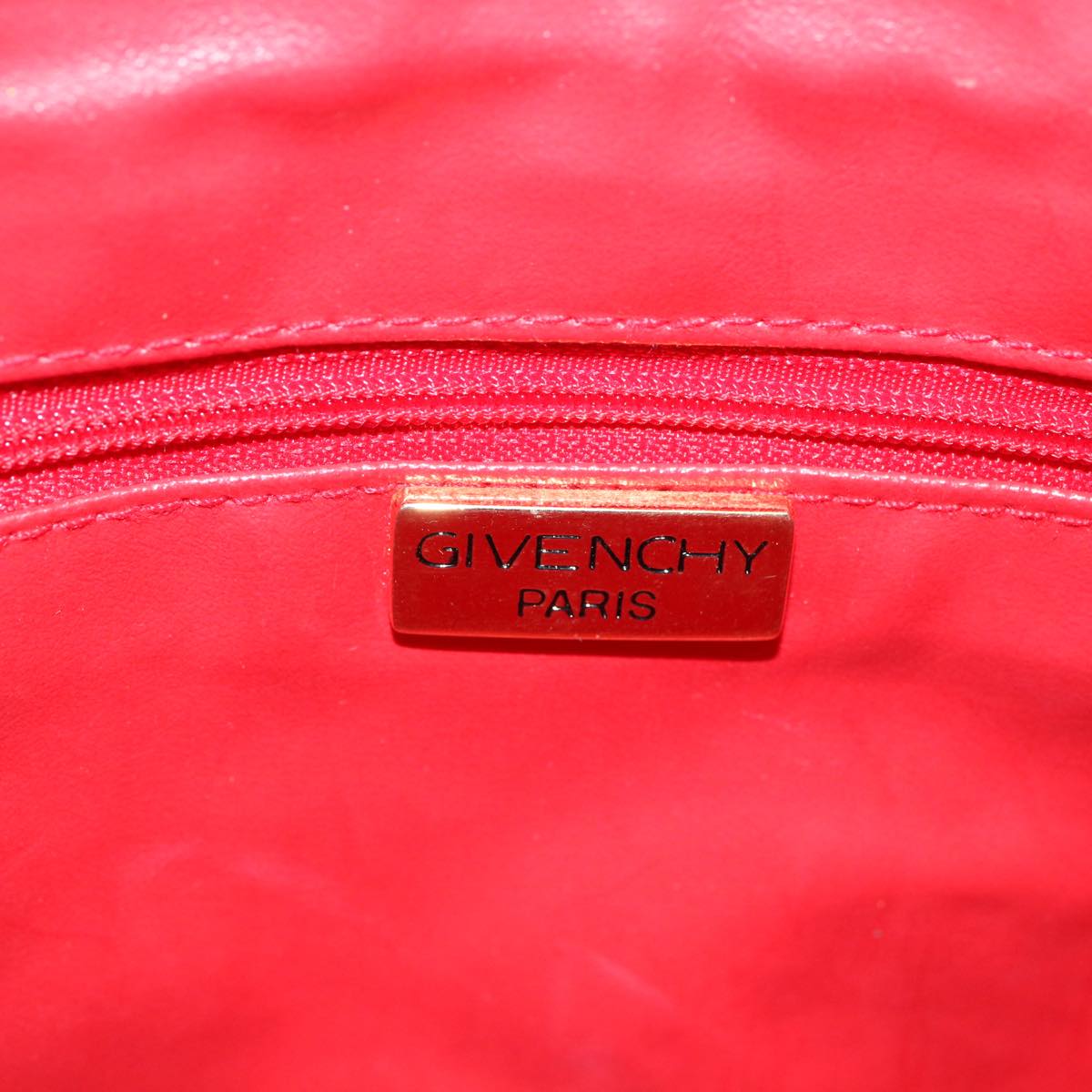 GIVENCHY Quilted Chain Shoulder Bag Leather Red Auth yk11347