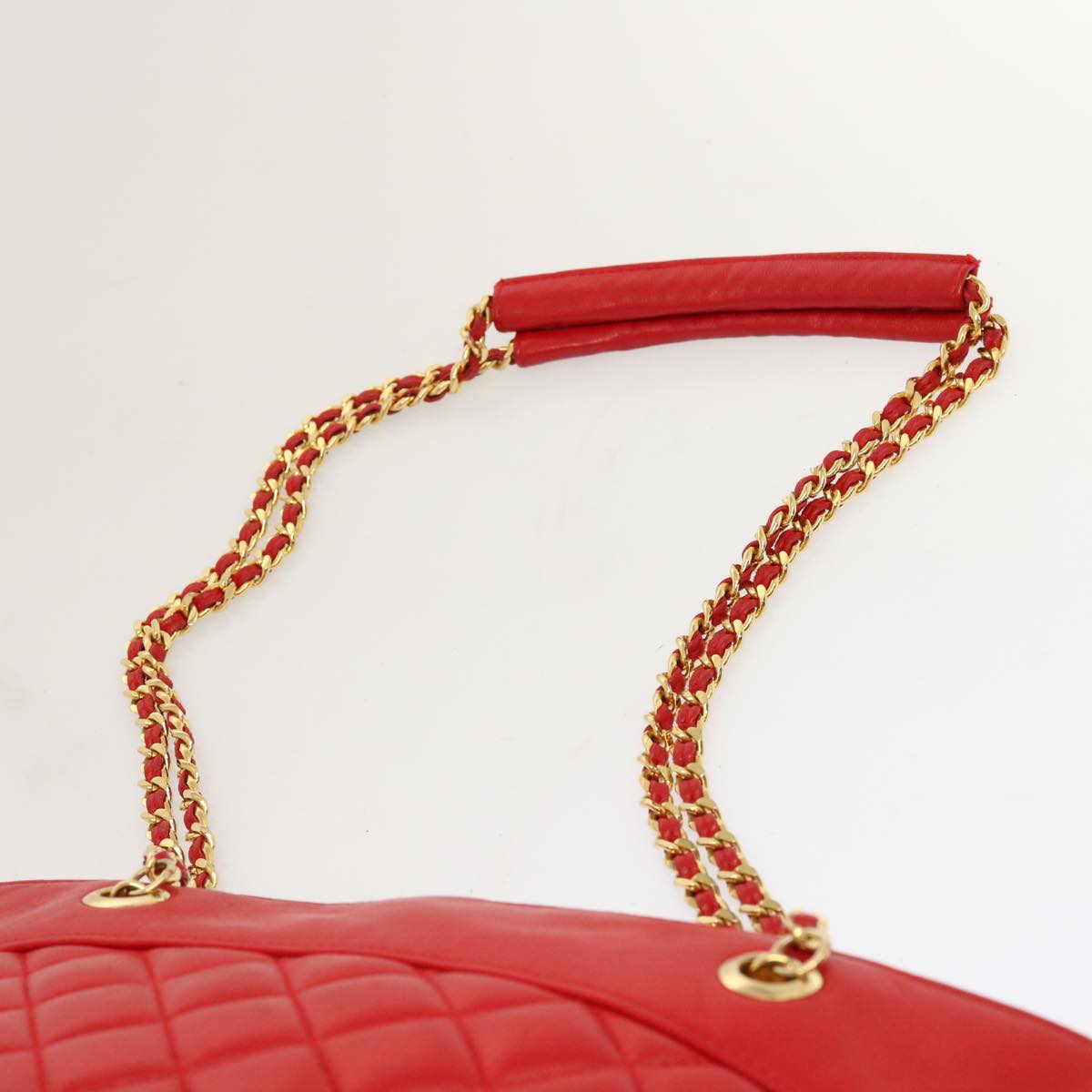 GIVENCHY Quilted Chain Shoulder Bag Leather Red Auth yk11347