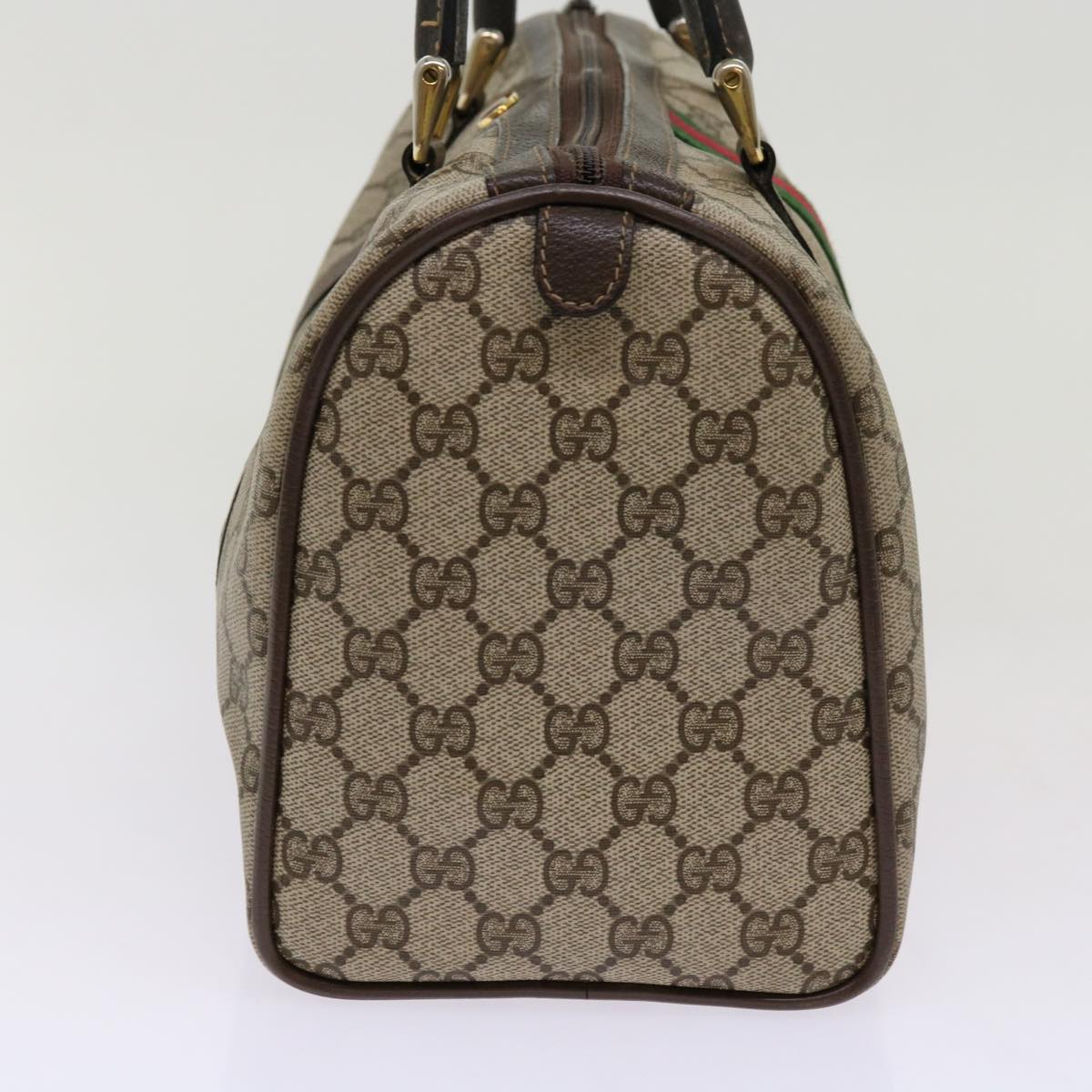 GUCCI GG Canvas Web Sherry Line Boston Bag Beige Red 10 12 3842 Auth yk11354