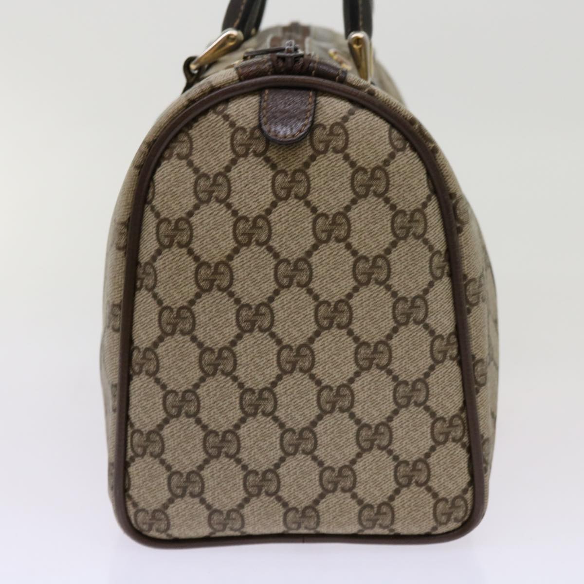 GUCCI GG Canvas Web Sherry Line Boston Bag Beige Red 10 12 3842 Auth yk11354