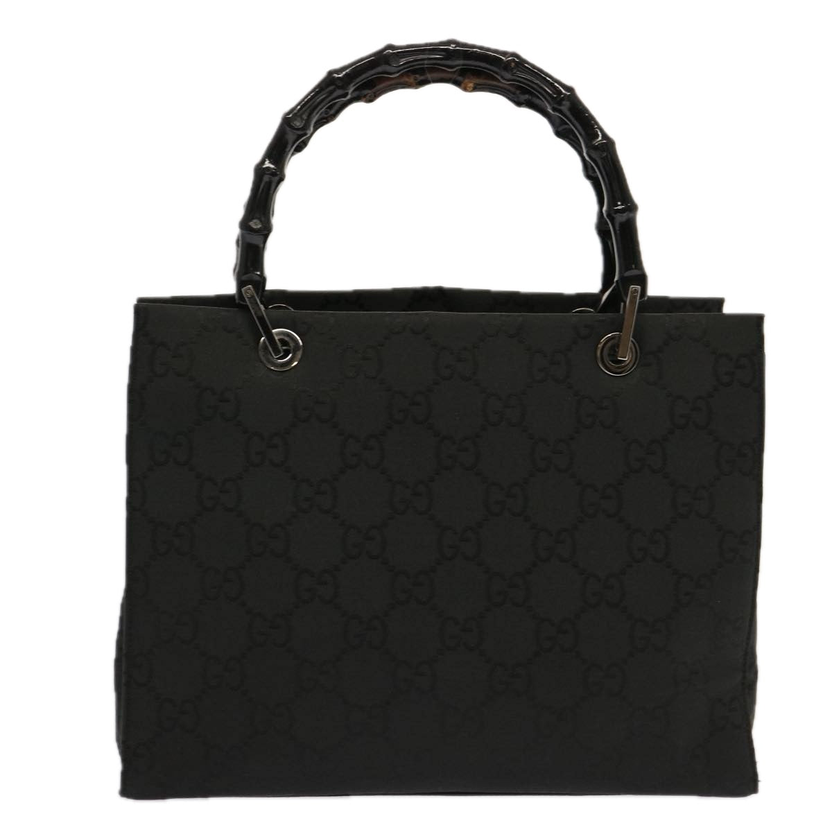 GUCCI Bamboo GG Canvas Hand Bag Black 002 1016 Auth yk11364