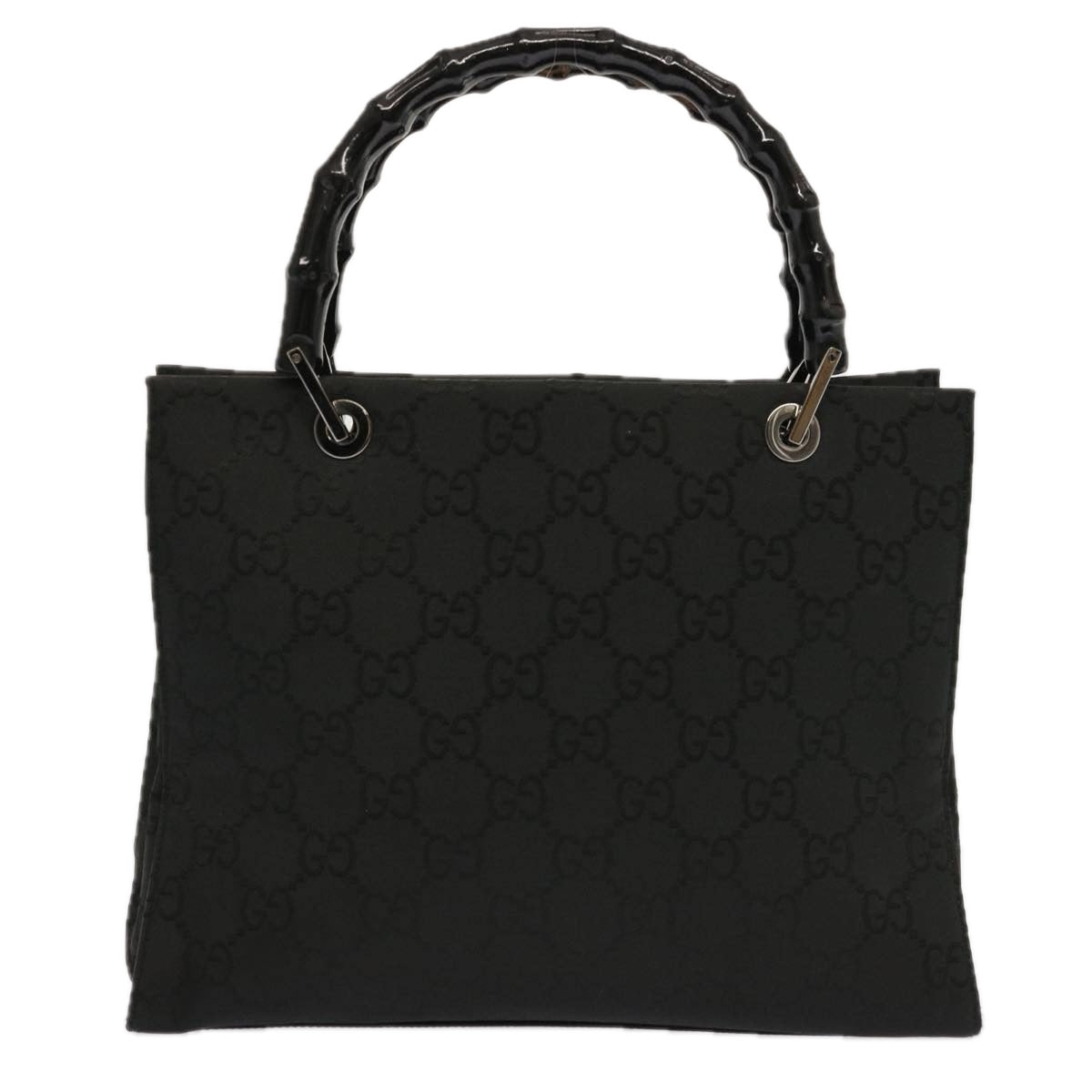 GUCCI Bamboo GG Canvas Hand Bag Black 002 1016 Auth yk11364