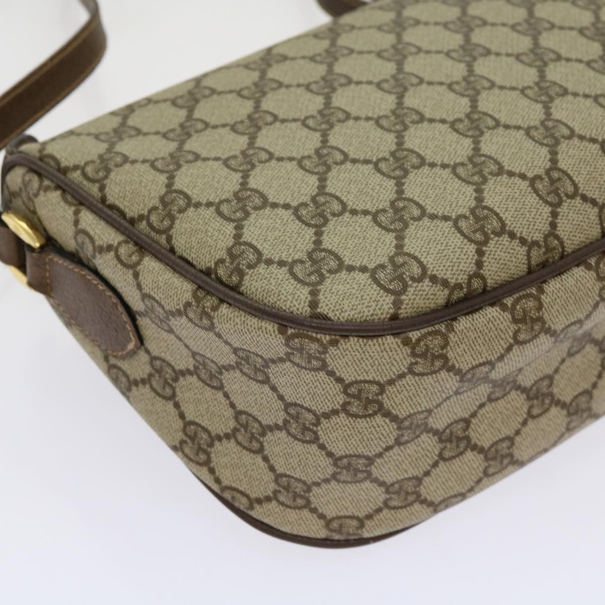 GUCCI GG Supreme Web Sherry Line Shoulder Bag Beige 001 58 6177 Auth yk11366