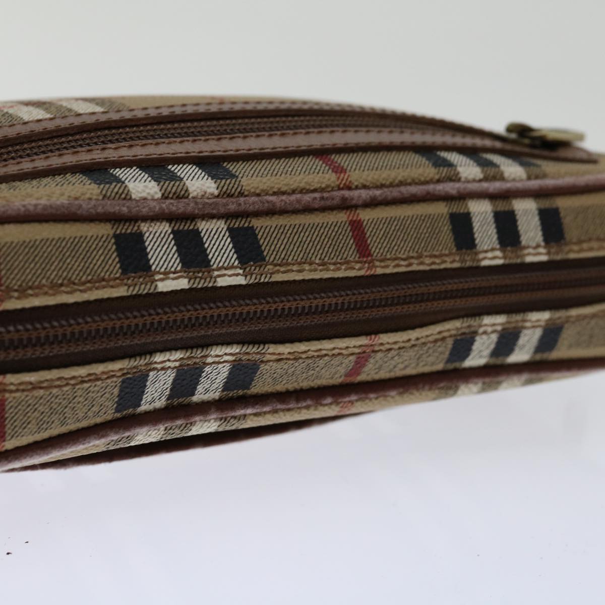 Burberrys Nova Check Clutch Bag PVC Beige Brown Auth yk11383