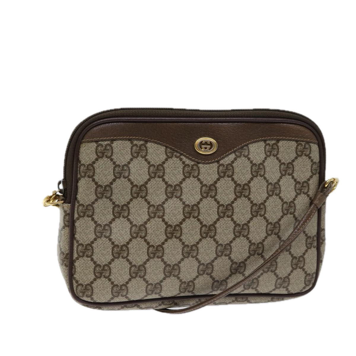 GUCCI GG Canvas Shoulder Bag PVC Beige Auth yk11384