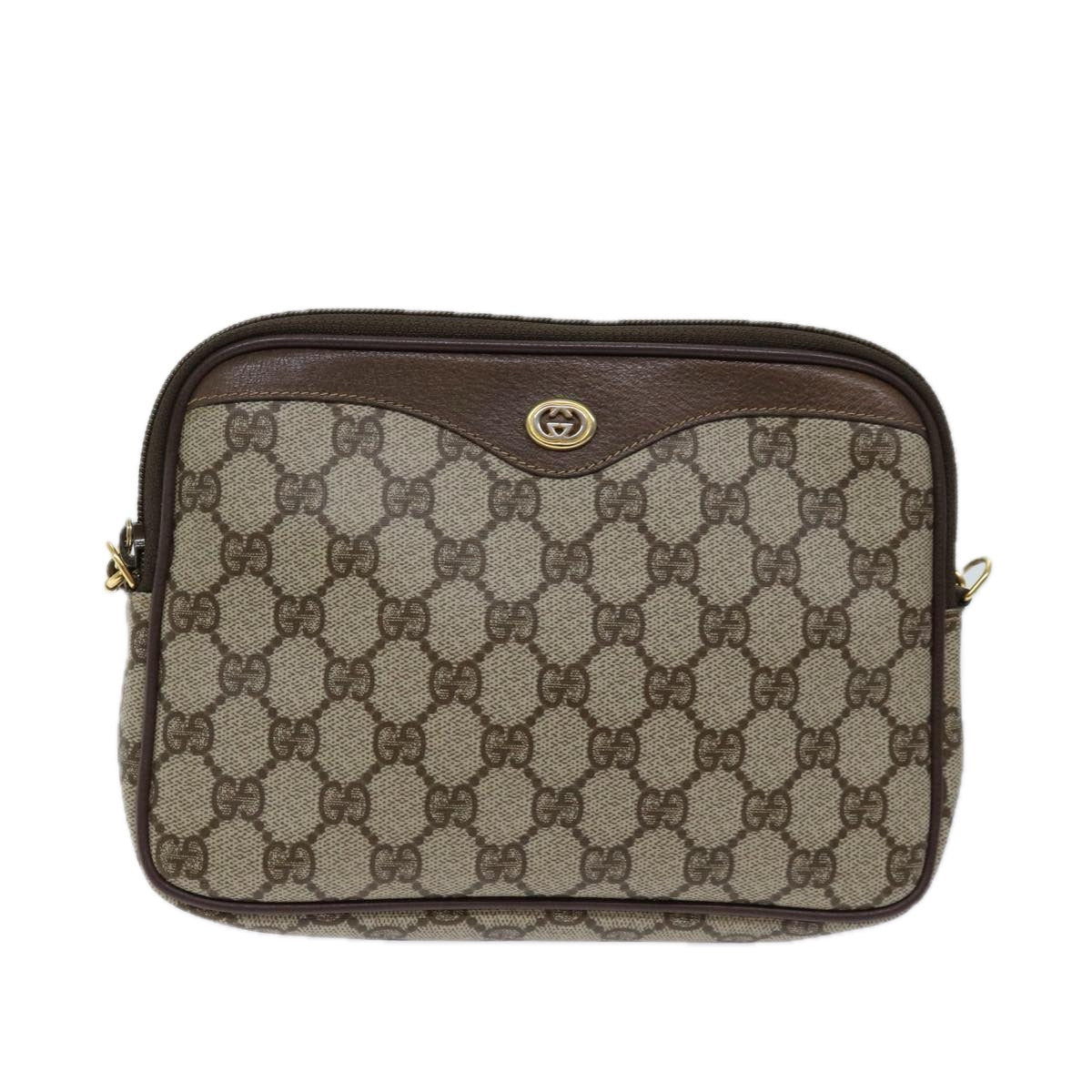 GUCCI GG Canvas Shoulder Bag PVC Beige Auth yk11384