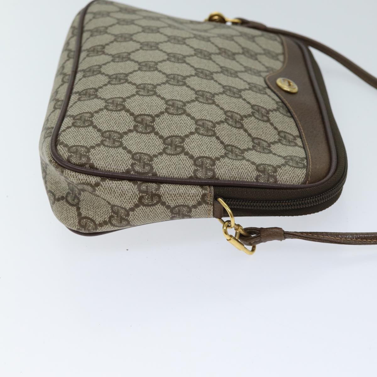 GUCCI GG Canvas Shoulder Bag PVC Beige Auth yk11384