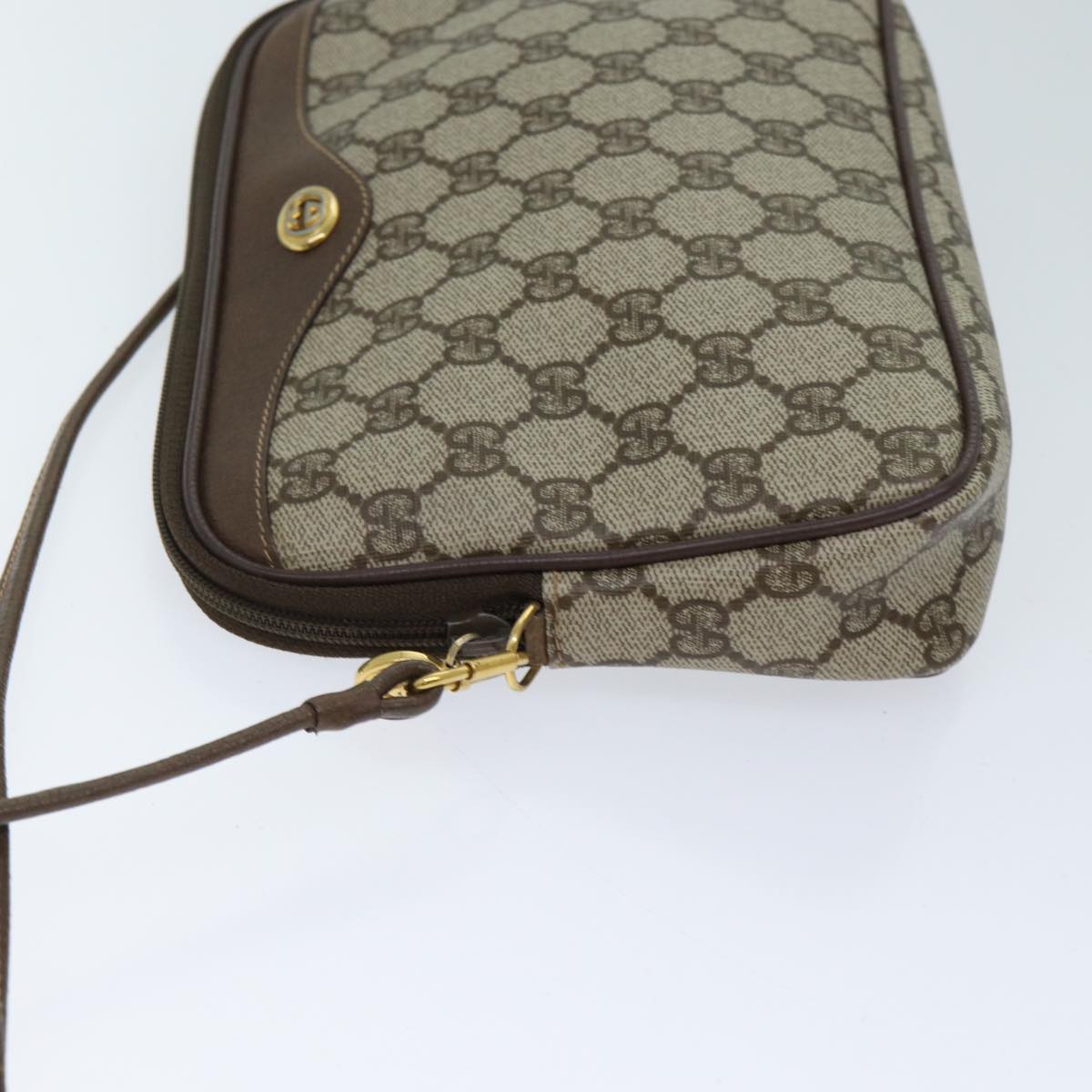 GUCCI GG Canvas Shoulder Bag PVC Beige Auth yk11384