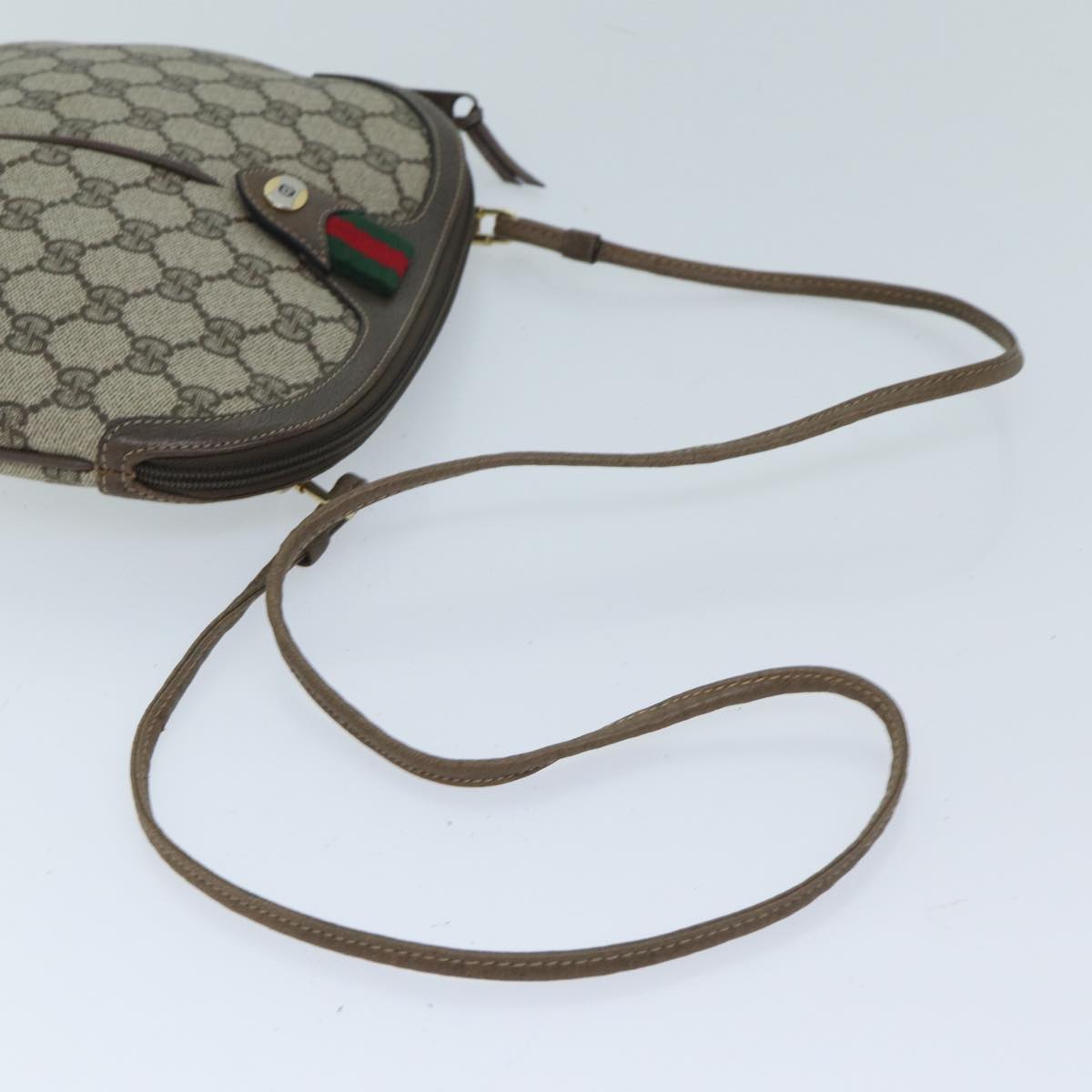 GUCCI GG Supreme Web Sherry Line Shoulder Bag PVC Beige 904 02 047 Auth yk11423