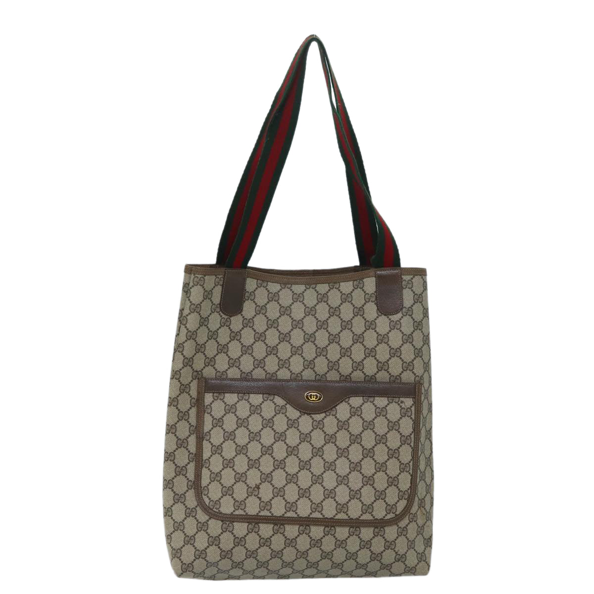 GUCCI GG Supreme Web Sherry Line Tote Bag Beige Red Green 39 02 003 Auth yk11426