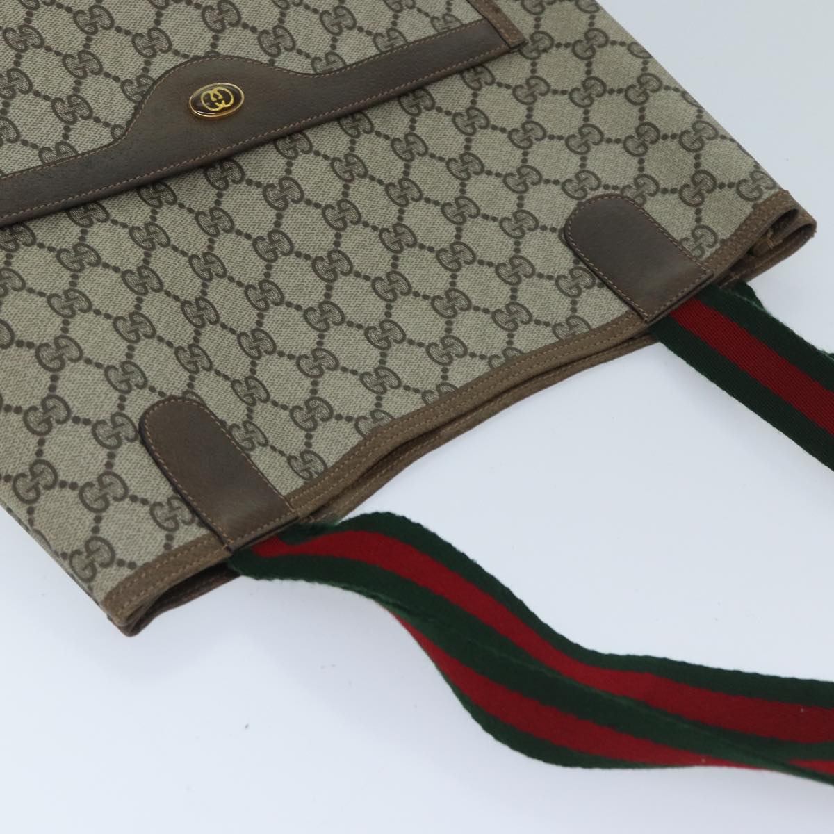 GUCCI GG Supreme Web Sherry Line Tote Bag Beige Red Green 39 02 003 Auth yk11426