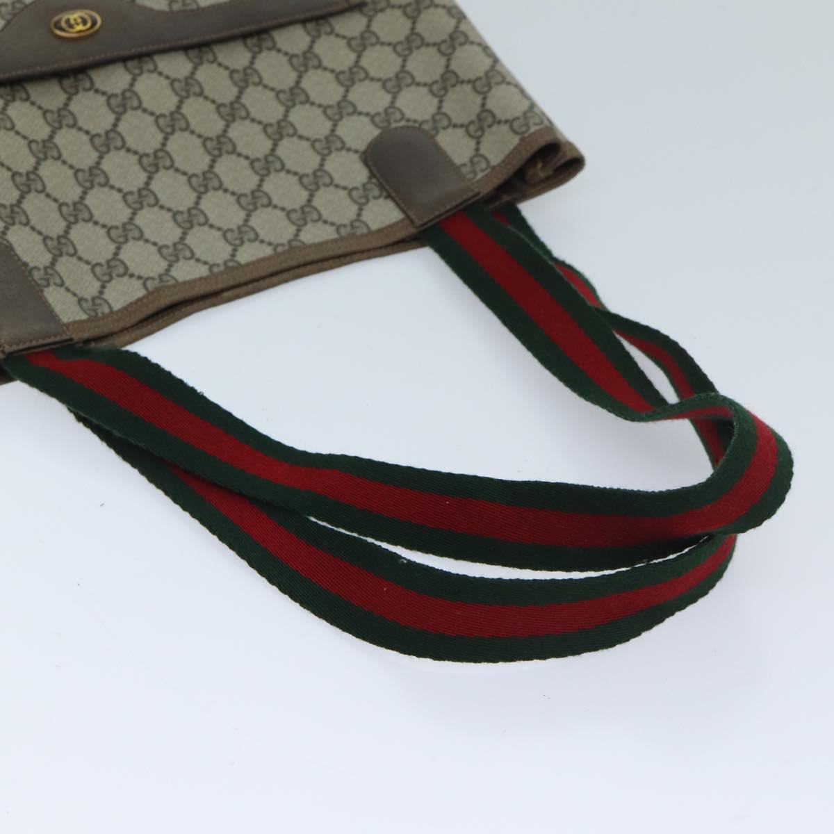 GUCCI GG Supreme Web Sherry Line Tote Bag Beige Red Green 39 02 003 Auth yk11426