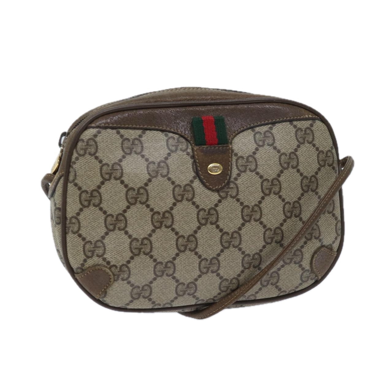 GUCCI GG Supreme Web Sherry Line Shoulder Bag PVC Beige 89 02 066 Auth yk11432