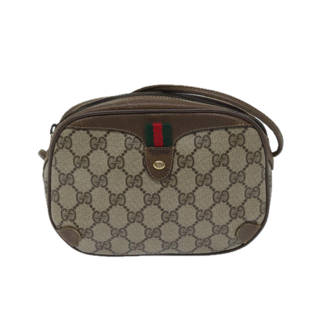 GUCCI GG Supreme Web Sherry Line Shoulder Bag PVC Beige 89 02 066 Auth yk11432