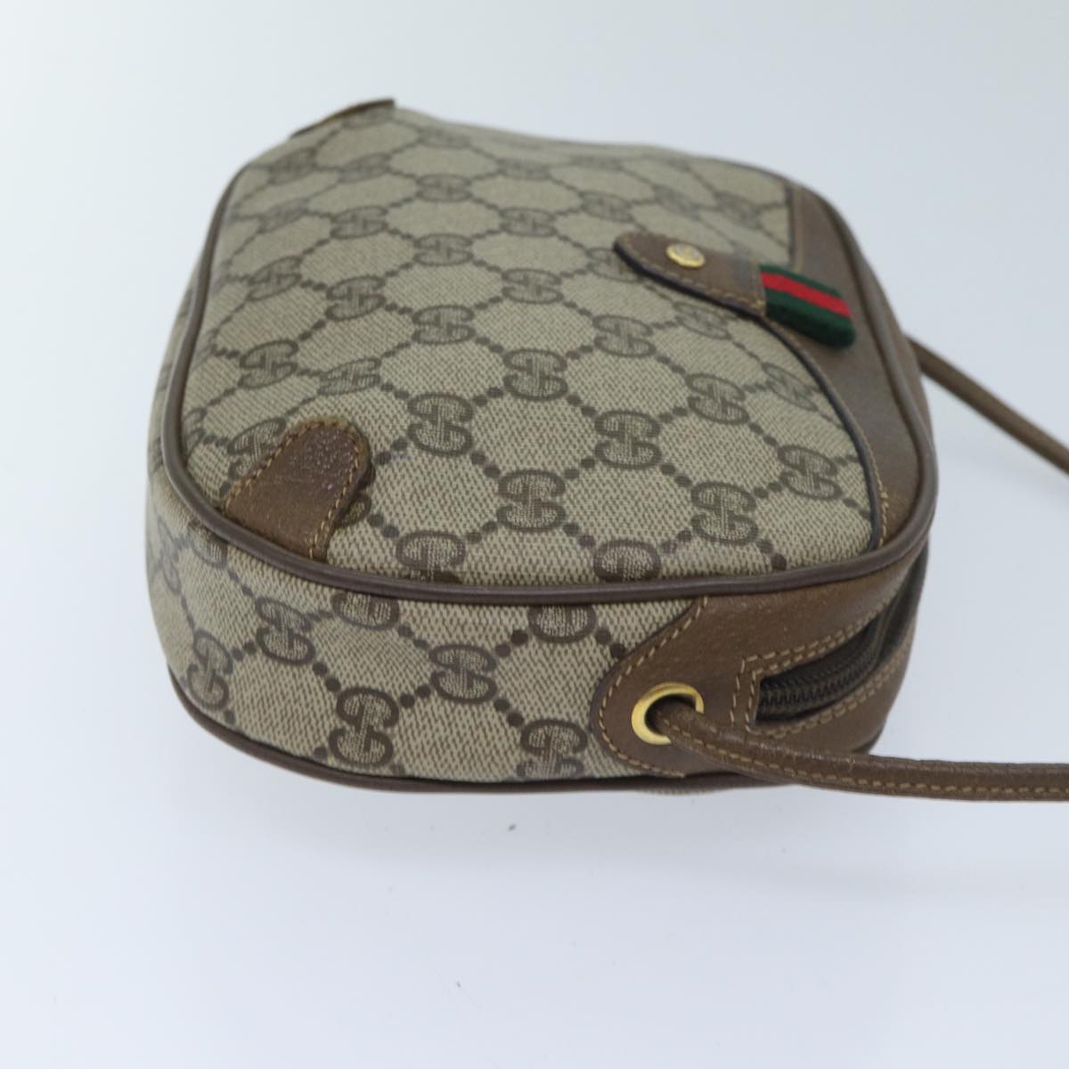 GUCCI GG Supreme Web Sherry Line Shoulder Bag PVC Beige 89 02 066 Auth yk11432