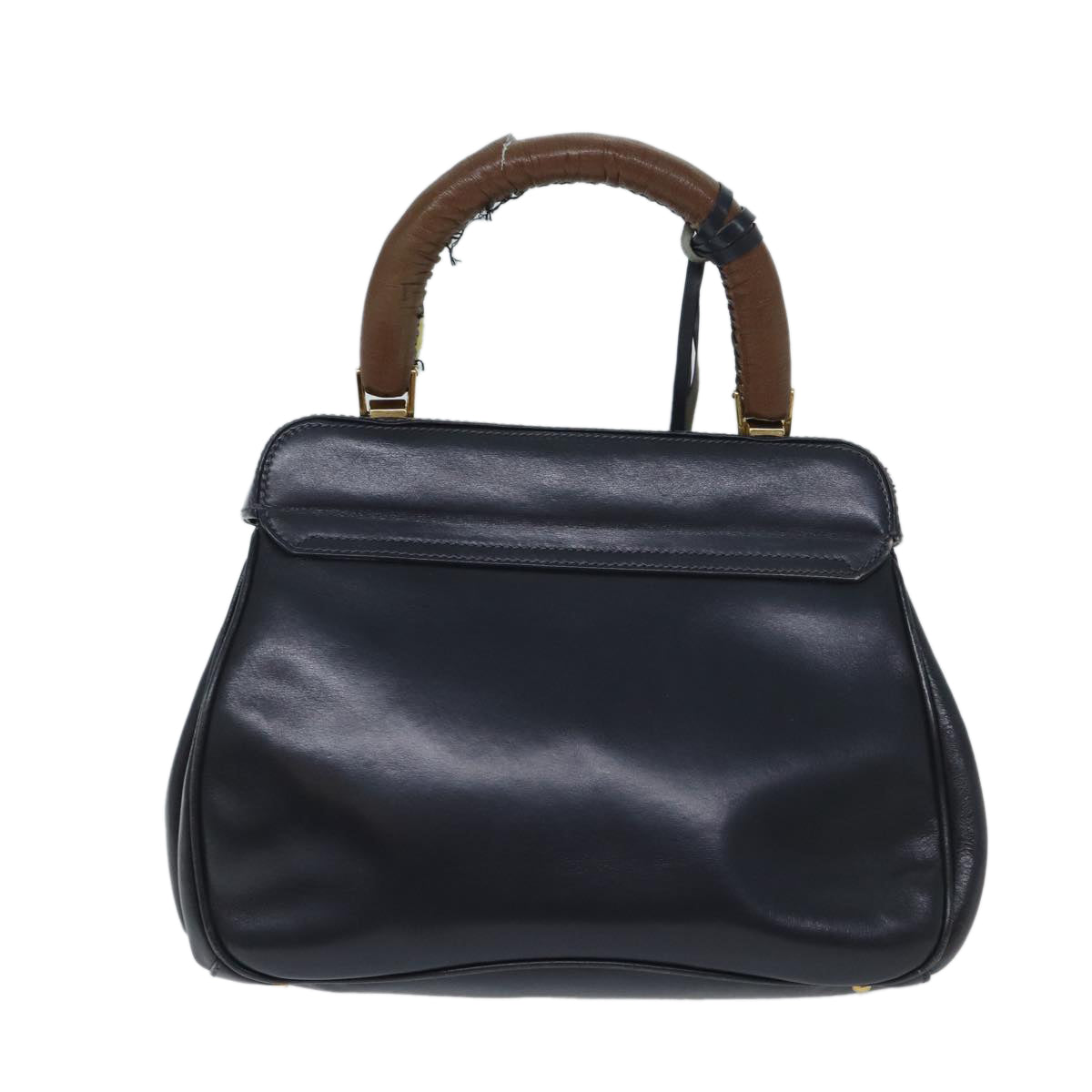 GUCCI Ready Lock Hand Bag Leather Navy 000 406 0190 Auth yk11435