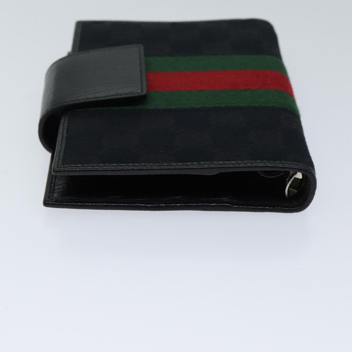 GUCCI GG Canvas Web Sherry Line Day Planner Cover Black Red 115240 Auth yk11477