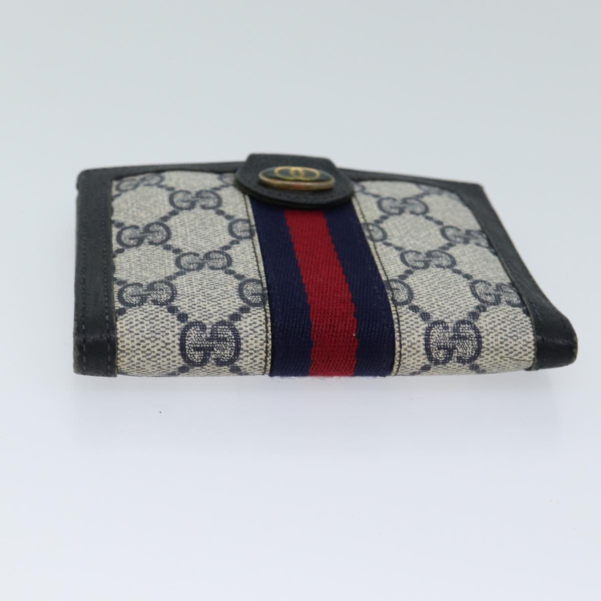 GUCCI GG Supreme Sherry Line Wallet PVC Red Navy Auth yk11479