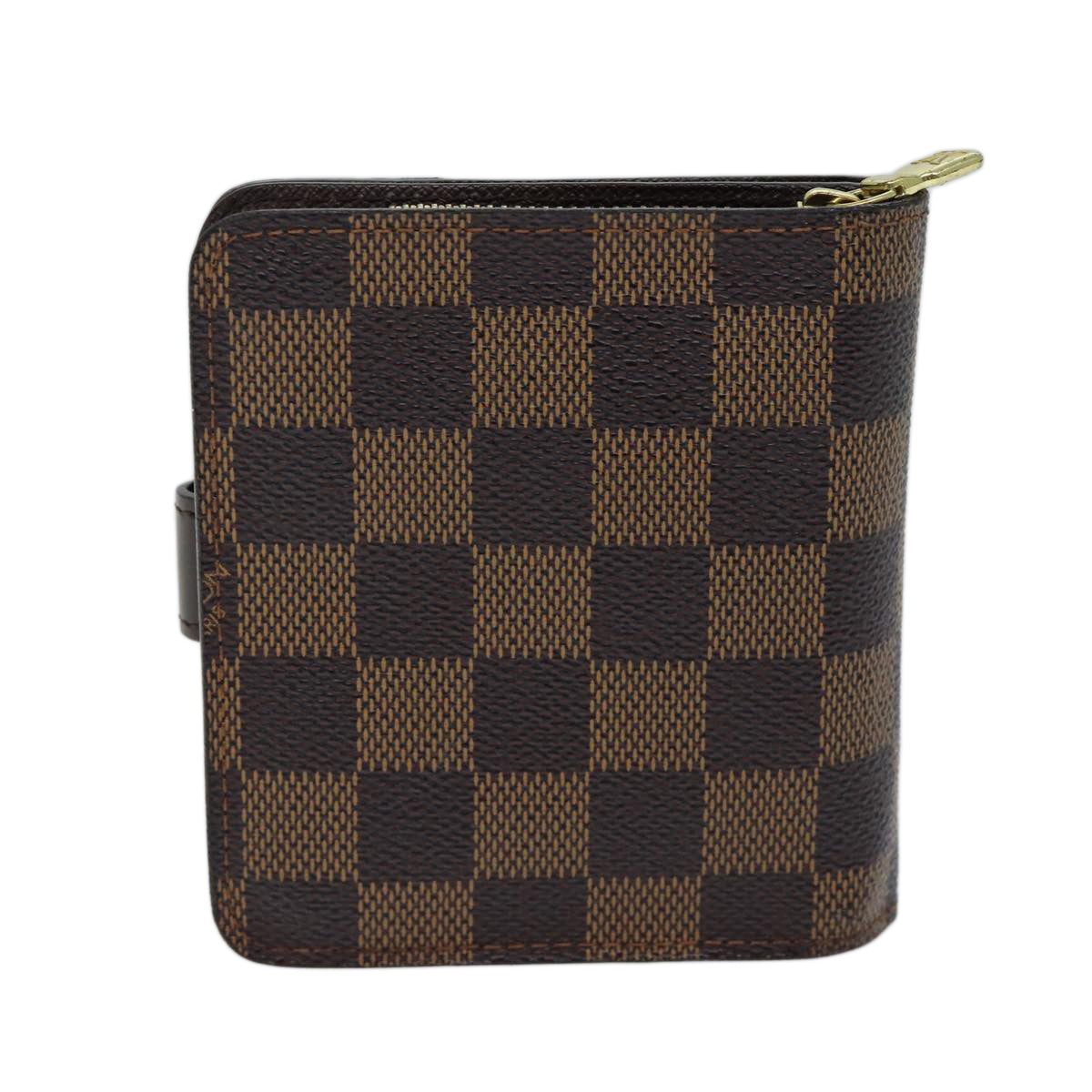 LOUIS VUITTON Damier Ebene Compact Zip Wallet N61668 LV Auth yk11484