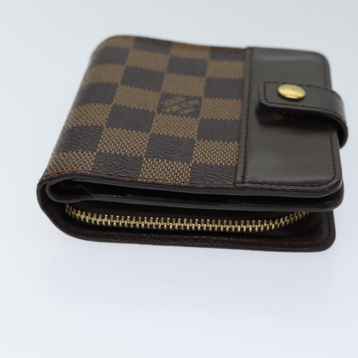 LOUIS VUITTON Damier Ebene Compact Zip Wallet N61668 LV Auth yk11484