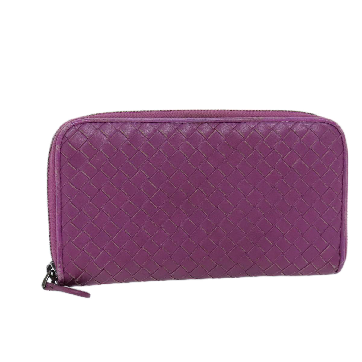 BOTTEGA VENETA INTRECCIATO Long Wallet Leather Pink Auth yk11510