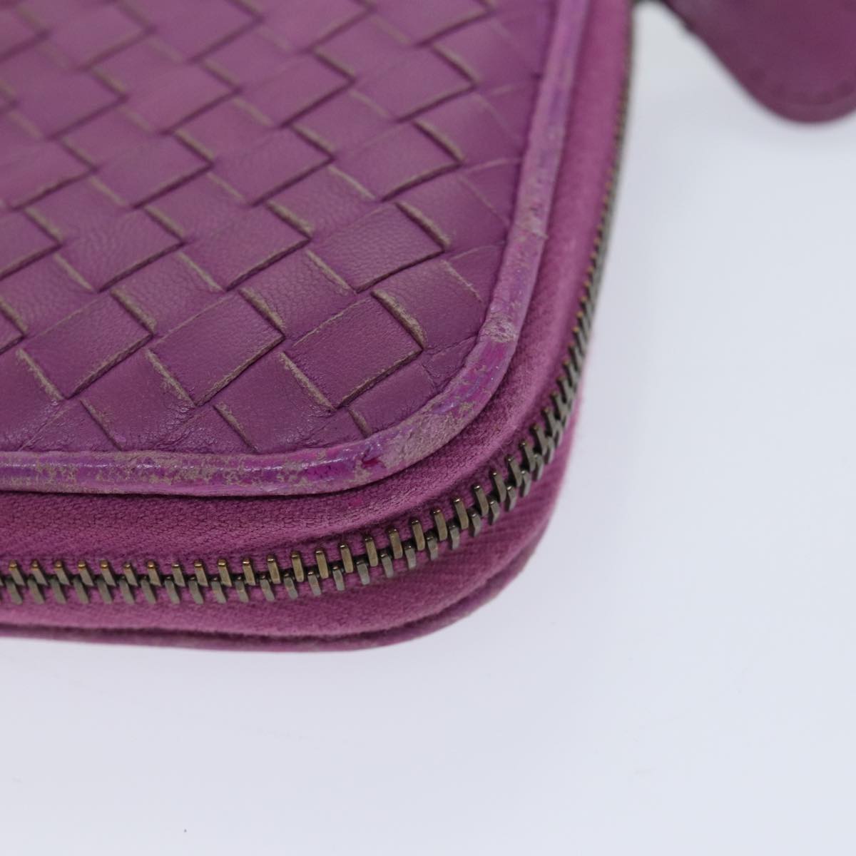 BOTTEGA VENETA INTRECCIATO Long Wallet Leather Pink Auth yk11510