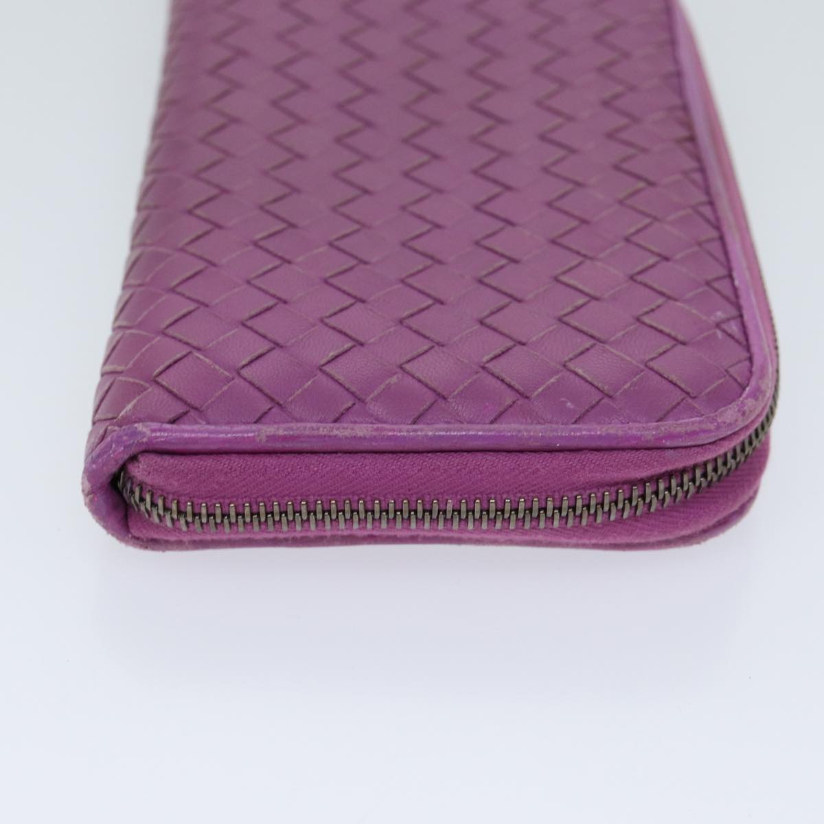 BOTTEGA VENETA INTRECCIATO Long Wallet Leather Pink Auth yk11510