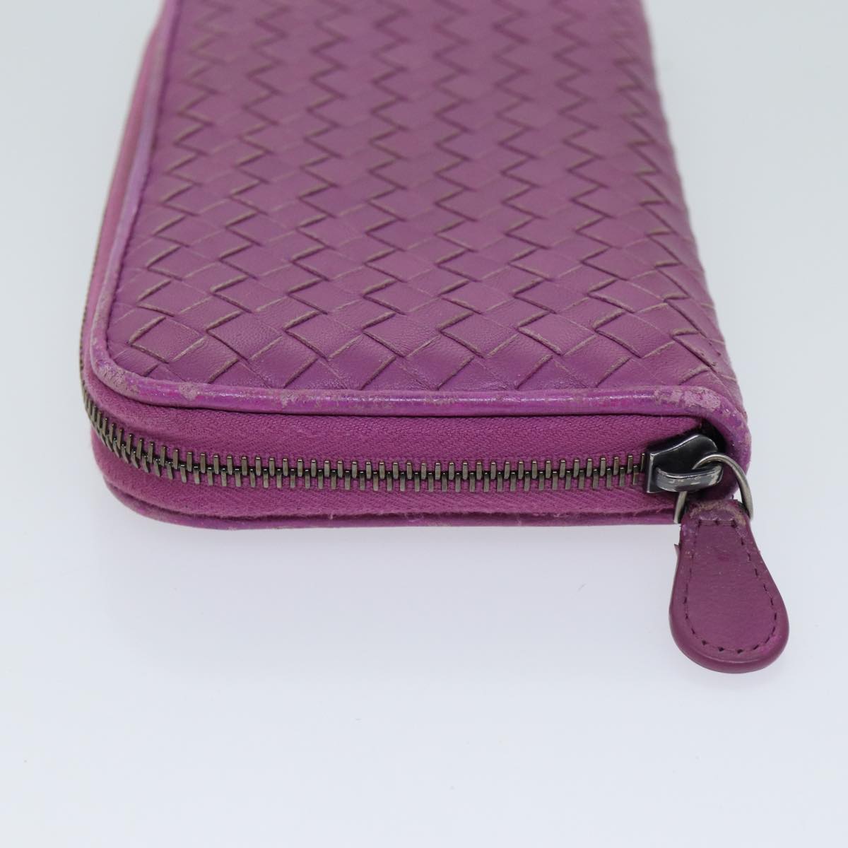 BOTTEGA VENETA INTRECCIATO Long Wallet Leather Pink Auth yk11510