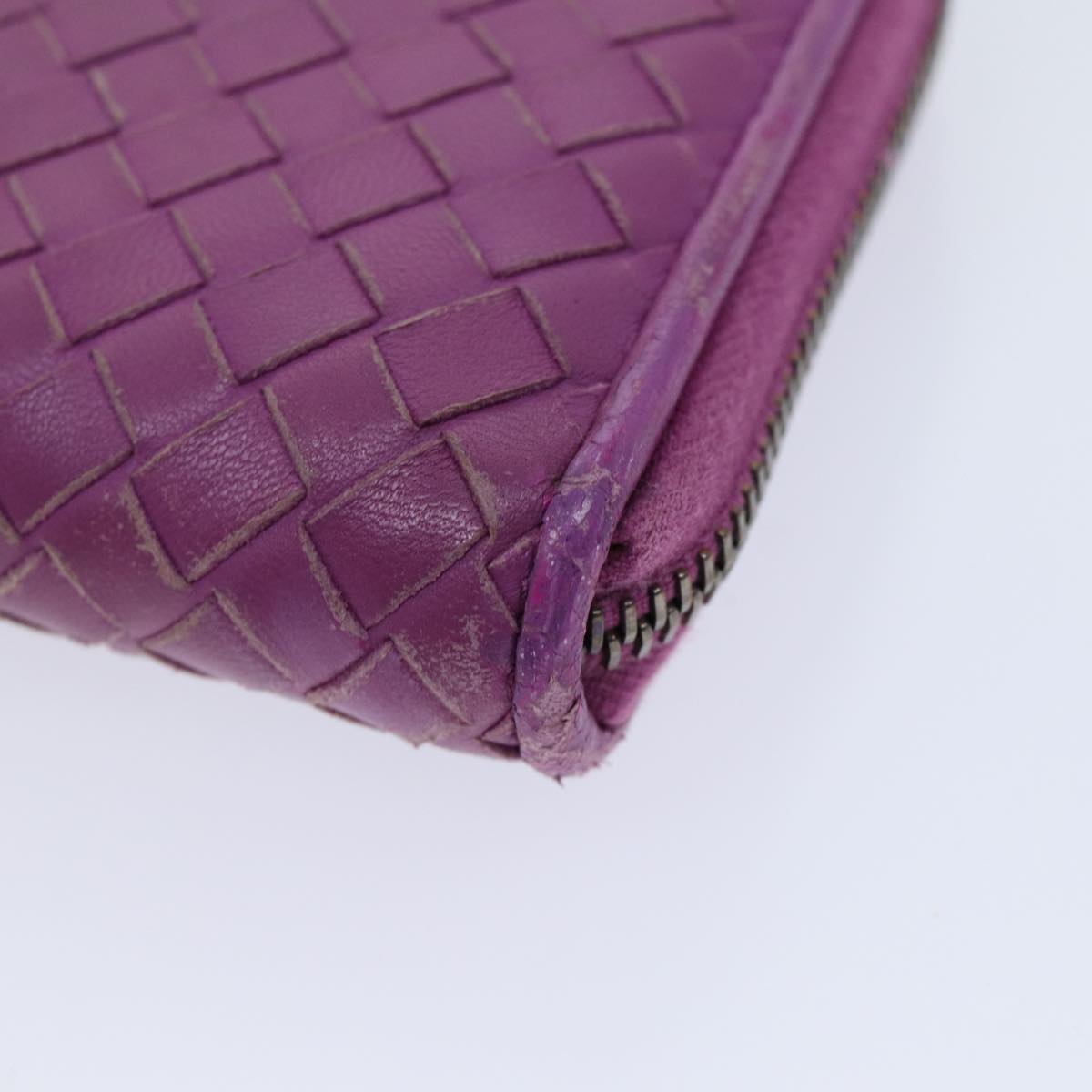 BOTTEGA VENETA INTRECCIATO Long Wallet Leather Pink Auth yk11510