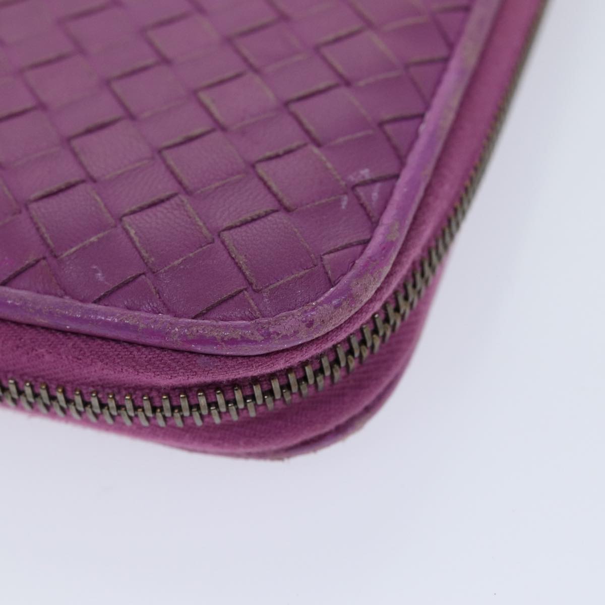 BOTTEGA VENETA INTRECCIATO Long Wallet Leather Pink Auth yk11510