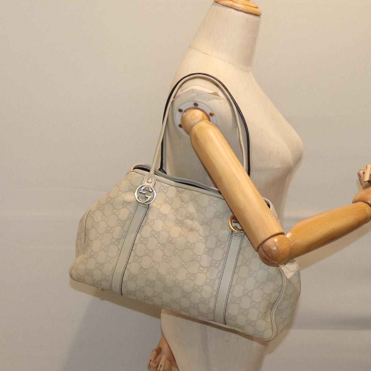 GUCCI GG Canvas Guccissima GG Twins Tote Bag White 232957 Auth yk11512