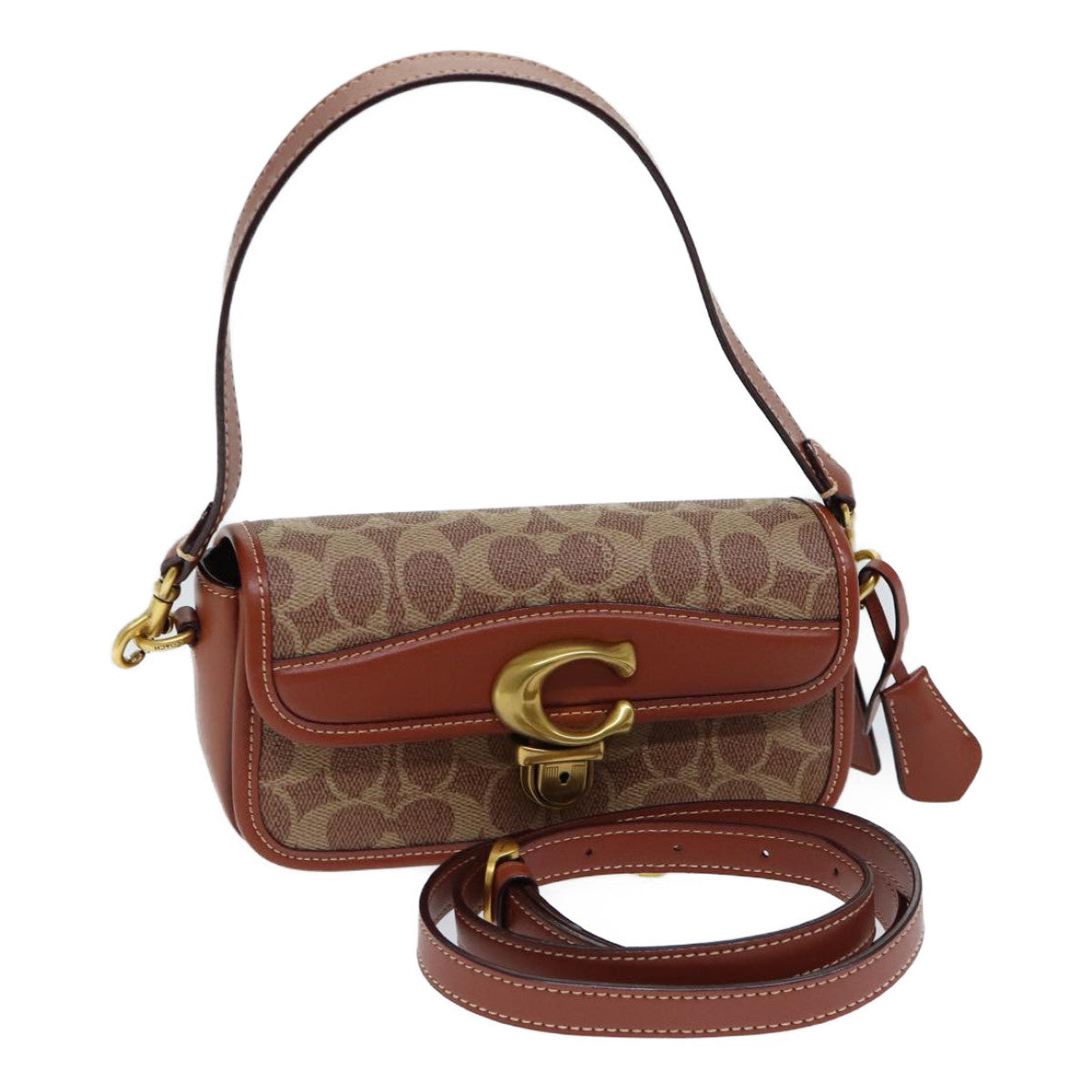 Coach Signature Studio Baguette Shoulder Bag PVC Brown CE764 B4NQ4 Auth yk11527