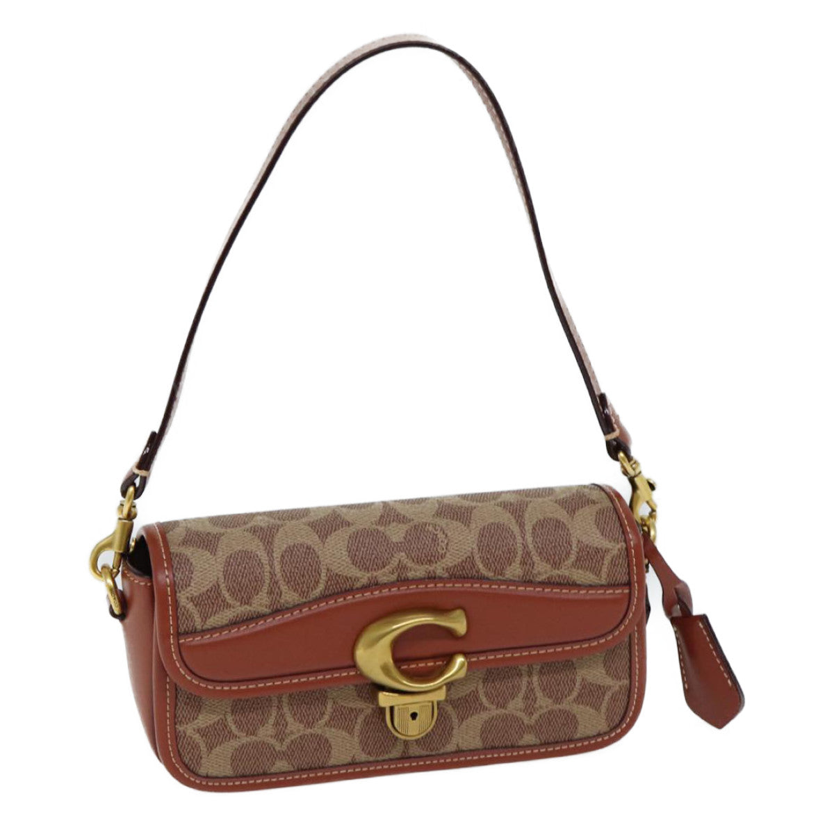 Coach Signature Studio Baguette Shoulder Bag PVC Brown CE764 B4NQ4 Auth yk11527