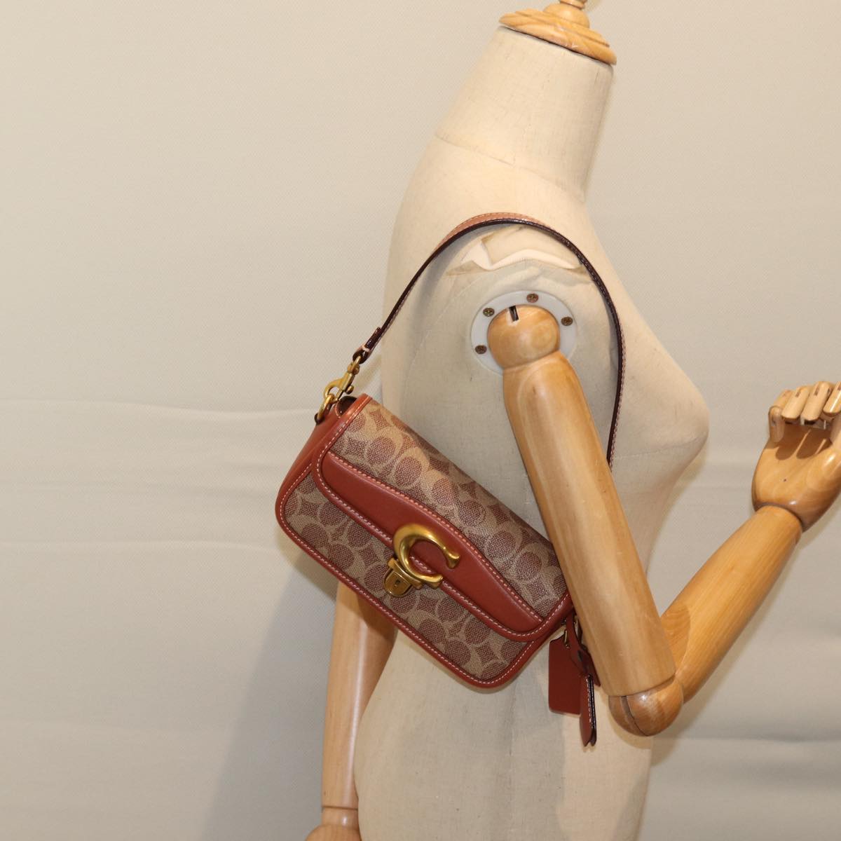 Coach Signature Studio Baguette Shoulder Bag PVC Brown CE764 B4NQ4 Auth yk11527