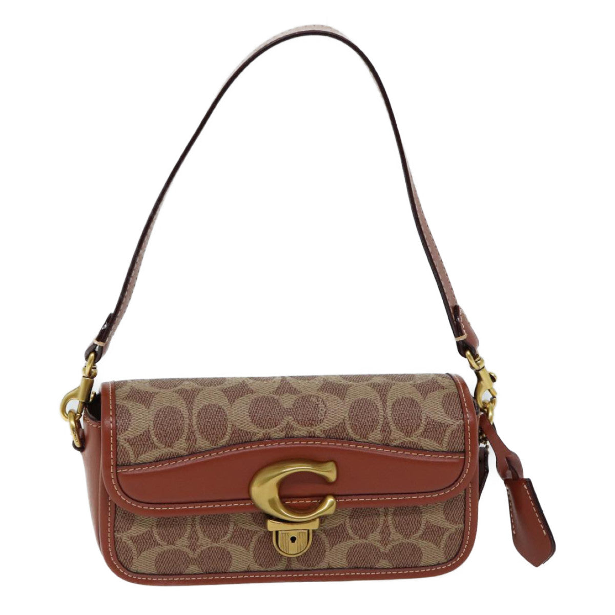 Coach Signature Studio Baguette Shoulder Bag PVC Brown CE764 B4NQ4 Auth yk11527